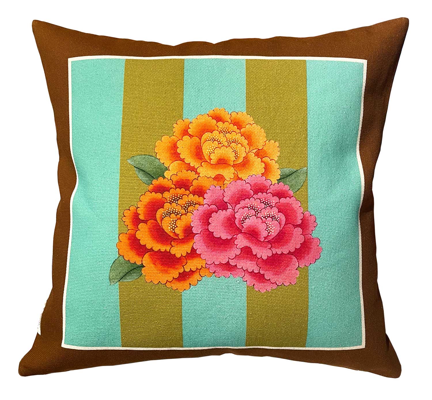 Peonies green & blue